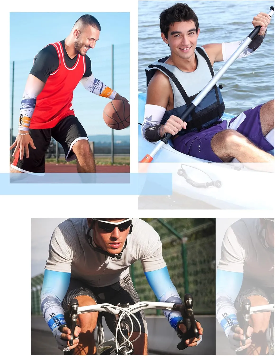 10 Pairs Sun Protection UV Arm Sleeves Cooling Anti Slip Compression Sleeves Sports Polyester Cycling Covers