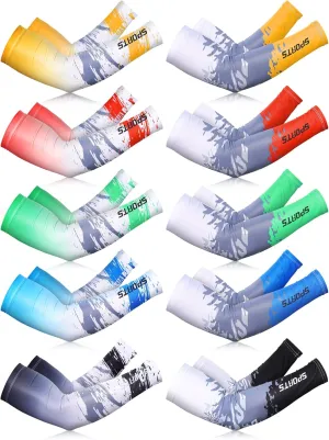 10 Pairs Sun Protection UV Arm Sleeves Cooling Anti Slip Compression Sleeves Sports Polyester Cycling Covers