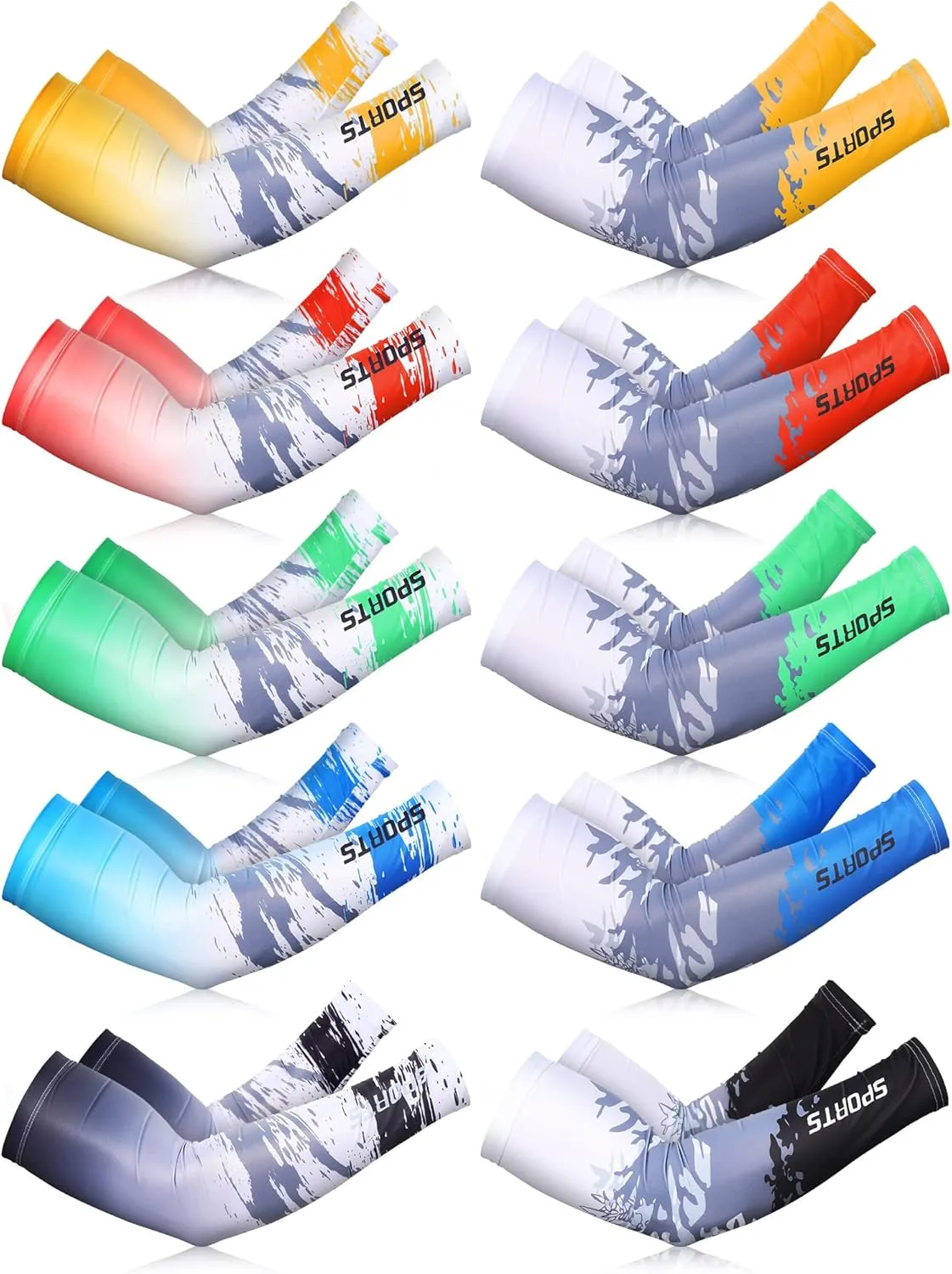 10 Pairs Sun Protection UV Arm Sleeves Cooling Anti Slip Compression Sleeves Sports Polyester Cycling Covers