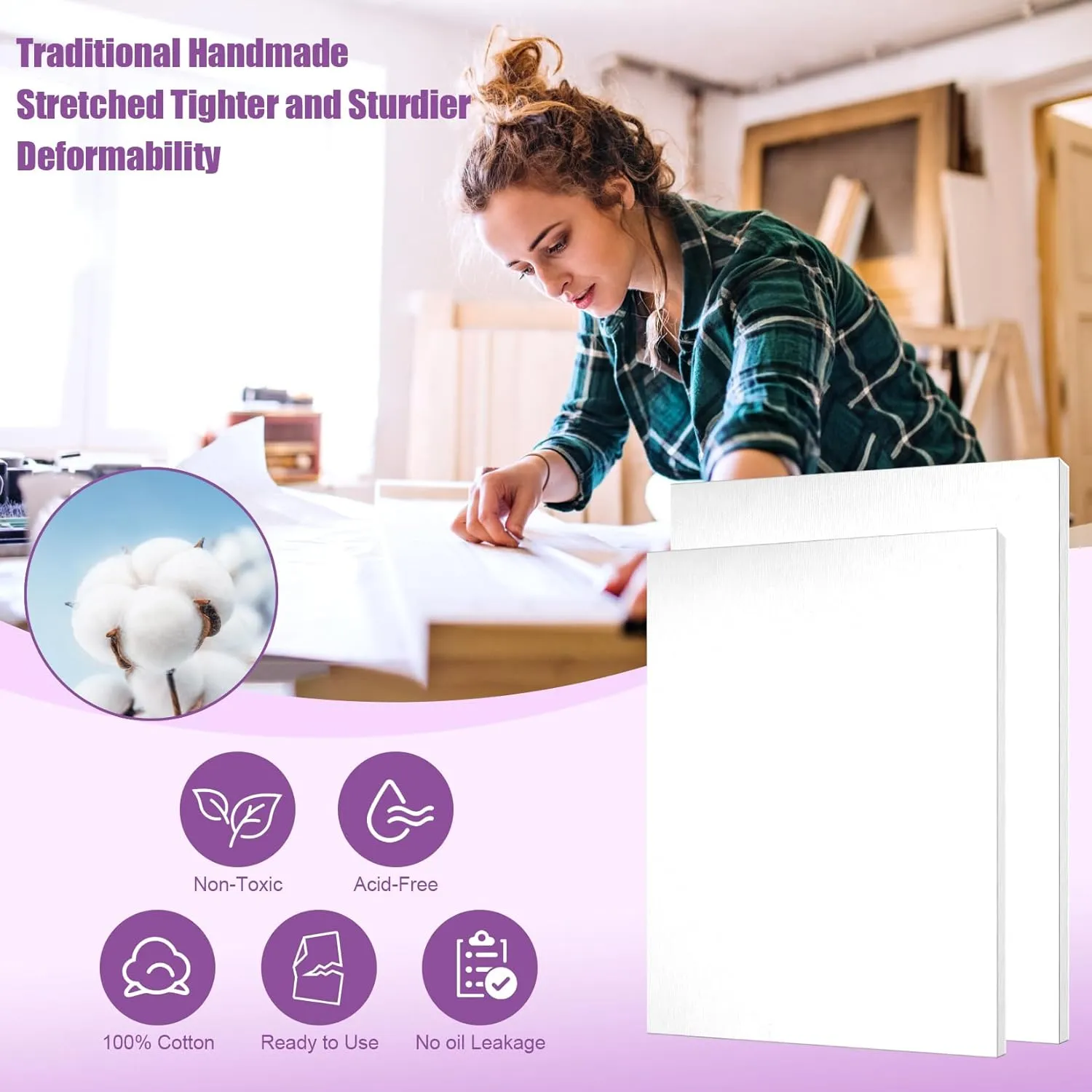 12 Value Pack Stretched Canvases for Painting, Multi-Size (5x7, 8x10, 9.5x12, 11x14 in), 100% Cotton Blank Canvases, Acid-Free for Oil,Acrylic Paint, for Beginners & Pros, Kids & Artists