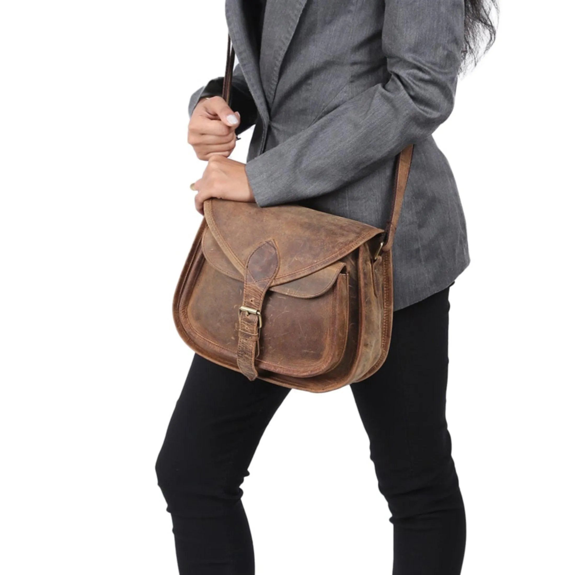 12" Leather Crossbody Bag – Women's Purse, Tote, Satchel & Shoulder Bag