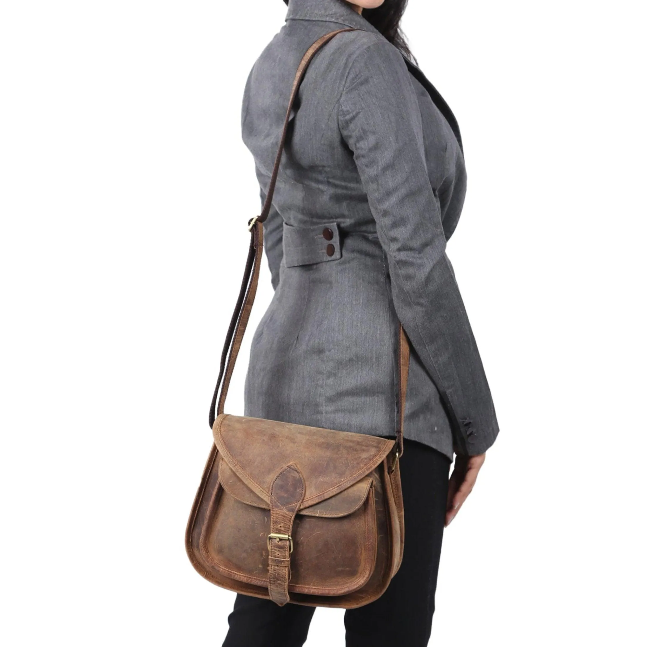 12" Leather Crossbody Bag – Women's Purse, Tote, Satchel & Shoulder Bag
