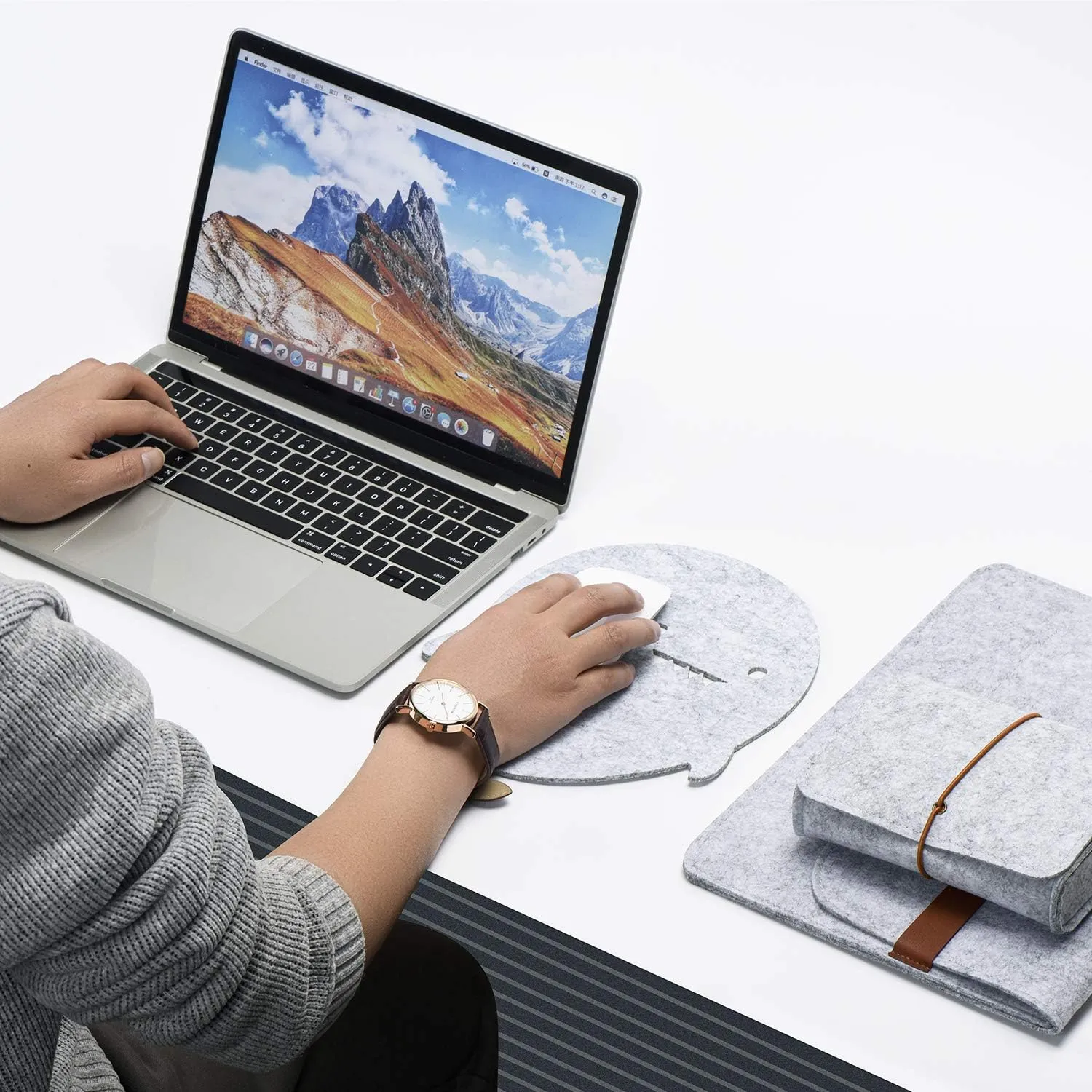 13-13.3 Inch Laptop Sleeve Case Fits MacBook Air 13-inch, MacBook Pro 13", Dell XPS 13, 13.3" with Small Felt Accessory Bag (13-13.3" Felt Sleeve Case,Light Gray)
