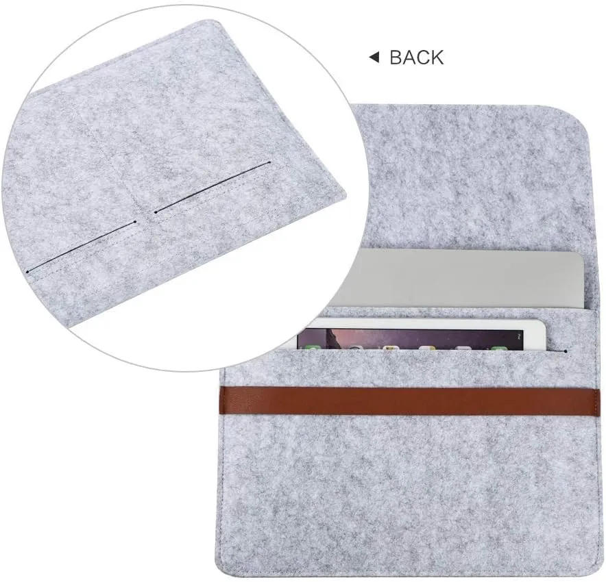 13-13.3 Inch Laptop Sleeve Case Fits MacBook Air 13-inch, MacBook Pro 13", Dell XPS 13, 13.3" with Small Felt Accessory Bag (13-13.3" Felt Sleeve Case,Light Gray)