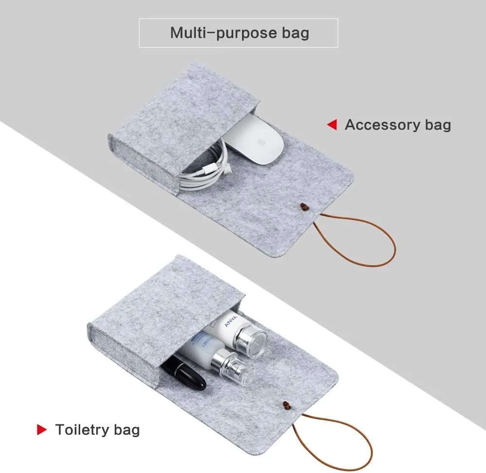 13-13.3 Inch Laptop Sleeve Case Fits MacBook Air 13-inch, MacBook Pro 13", Dell XPS 13, 13.3" with Small Felt Accessory Bag (13-13.3" Felt Sleeve Case,Light Gray)