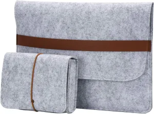 13-13.3 Inch Laptop Sleeve Case Fits MacBook Air 13-inch, MacBook Pro 13", Dell XPS 13, 13.3" with Small Felt Accessory Bag (13-13.3" Felt Sleeve Case,Light Gray)