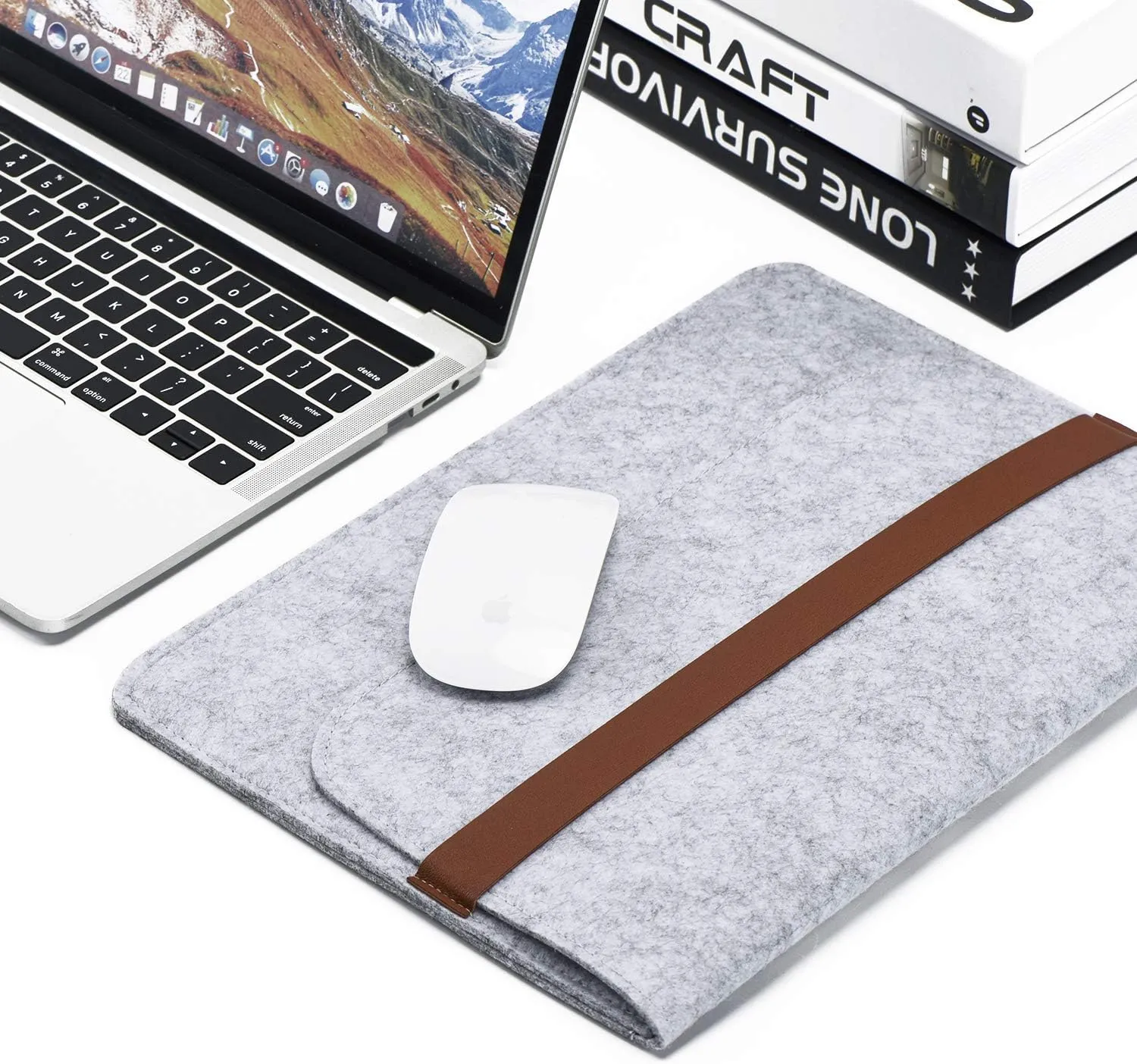 13-13.3 Inch Laptop Sleeve Case Fits MacBook Air 13-inch, MacBook Pro 13", Dell XPS 13, 13.3" with Small Felt Accessory Bag (13-13.3" Felt Sleeve Case,Light Gray)