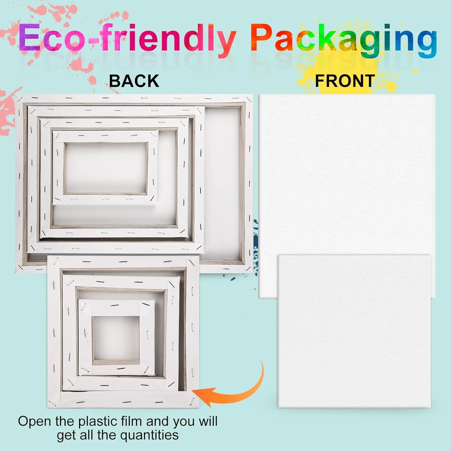 14 Packs Stretched Canvas for Painting, MultiSize 12x16, 10x12, 8x10, 5x7, 8x8, 6x6, 4x4 (2 of Each), Primed Blank Canvas for Oil, Acrylic Paint,for Beginner, Artist.
