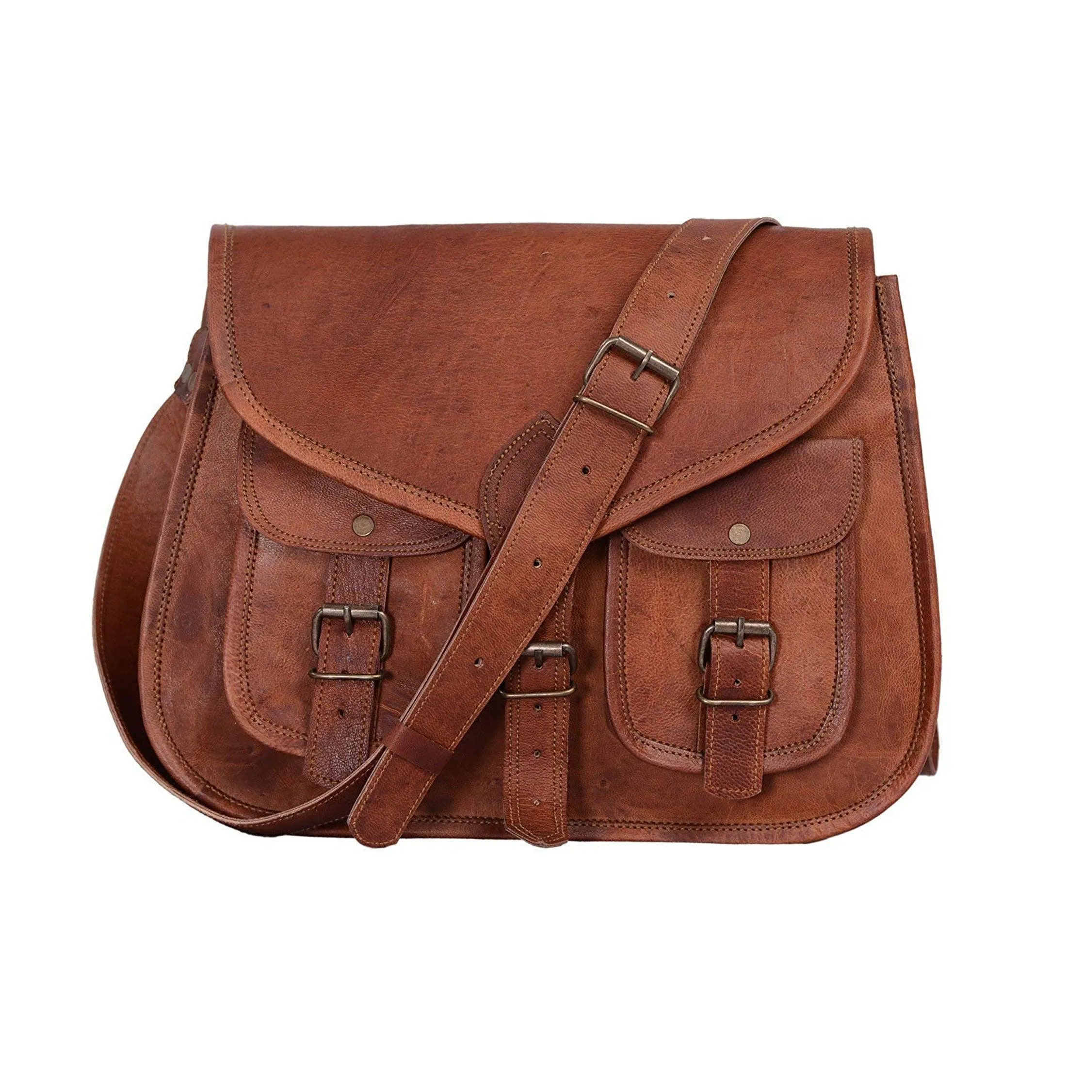 14" Genuine Leather Purse – Women's Shoulder Bag, Crossbody & Tote