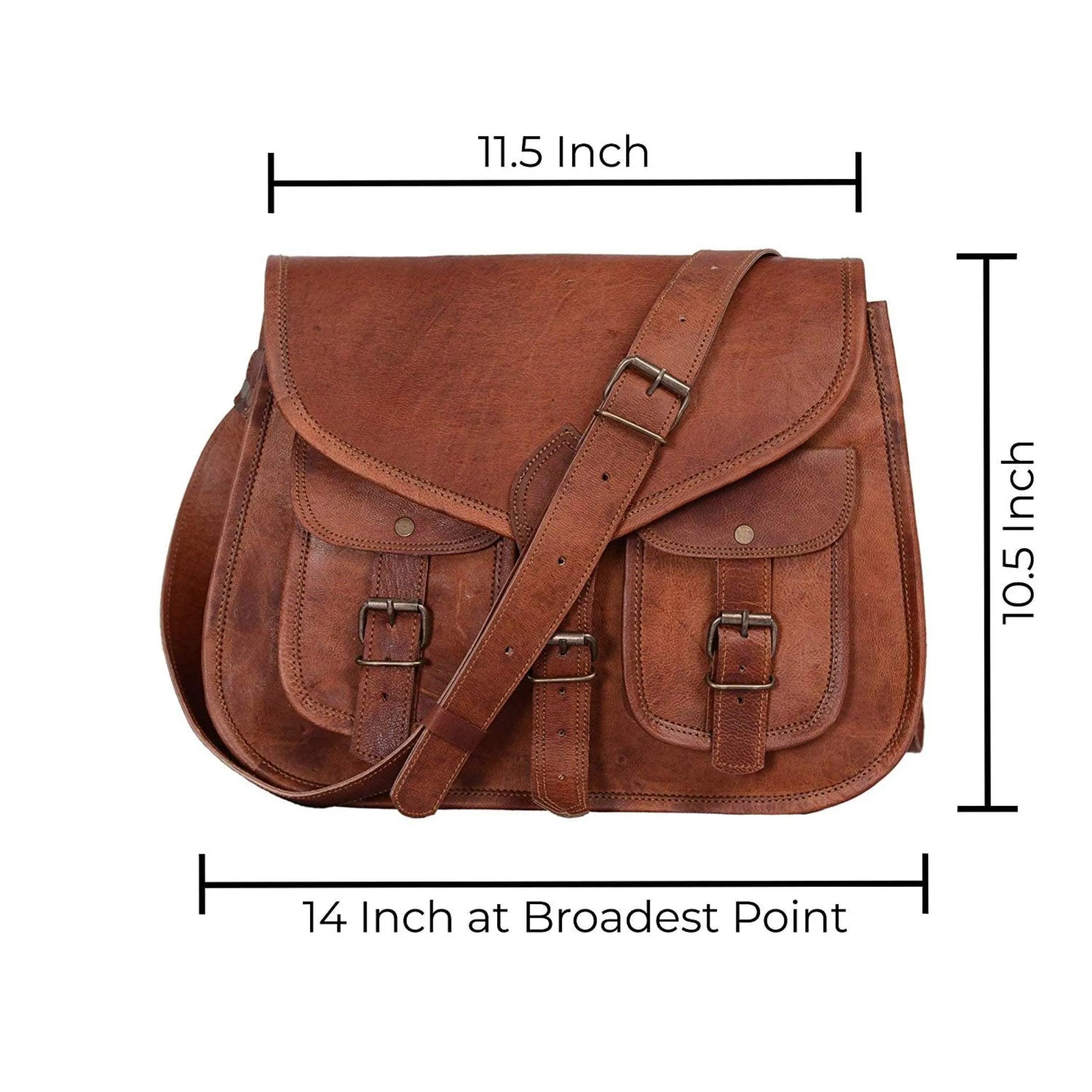 14" Genuine Leather Purse – Women's Shoulder Bag, Crossbody & Tote