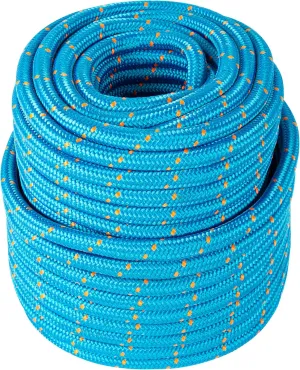 15-135 Double Braided Arborist Rope 0.55in. x 125ft. 8400 Lbs Breaking Strength, Static Rope for Tree Work, Camping, Halyard, Swing, Sailing, Blue