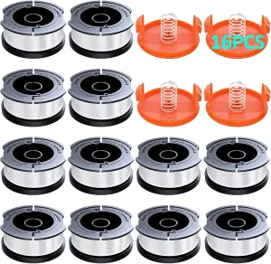 16 Pack Weed Eater String Compatible with Black Decker, 360ft 0.065" AF-100 Replacement Spool, Autofeed String Trimmer Line Fit for Black Decker Weed Wacker(12 Spools,4 Spool Caps,4 Springs)