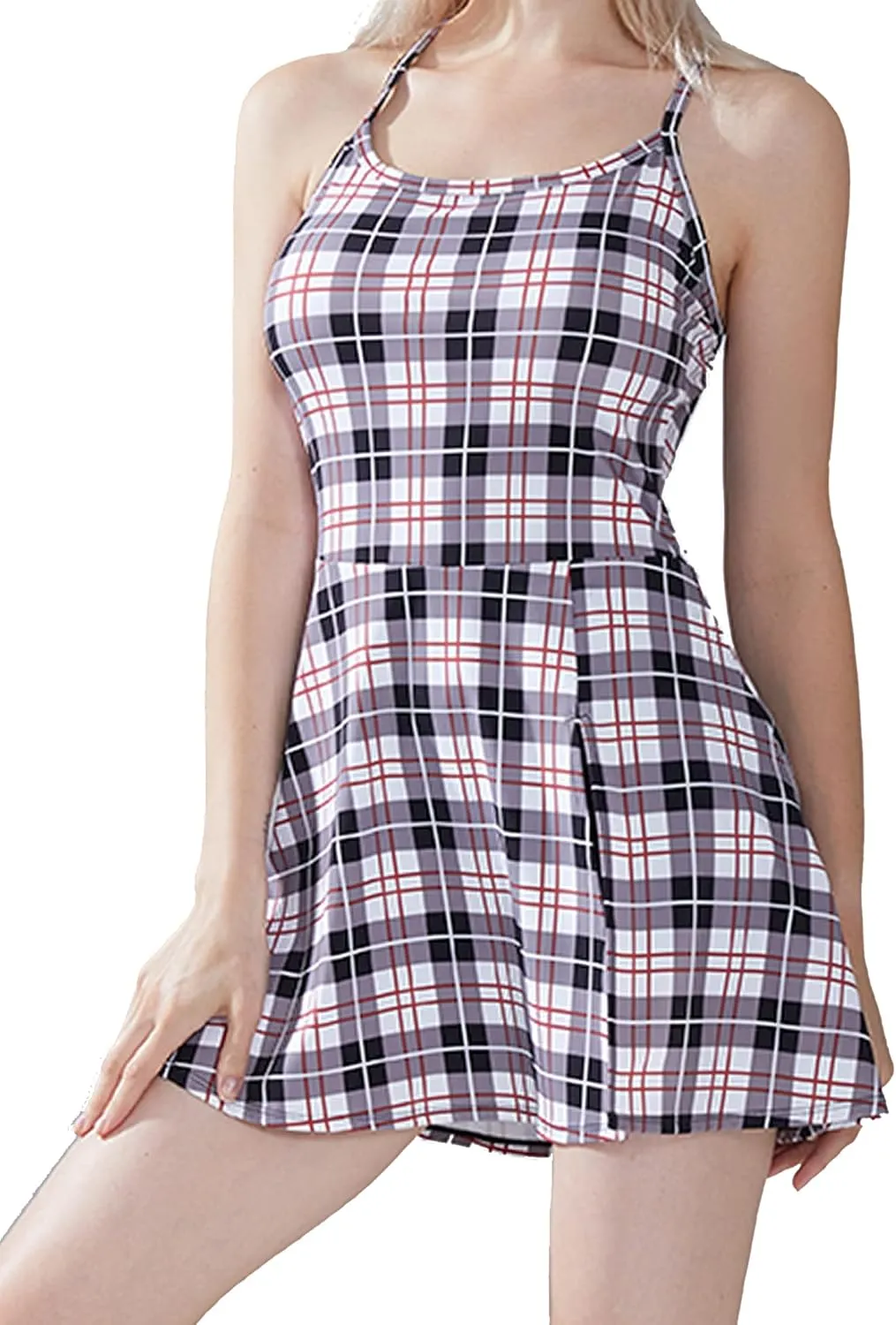 1a1a Women’s Tennis Golf Dress with Shorts Pockets Sleeveless Workout Sports Athletic Dresses