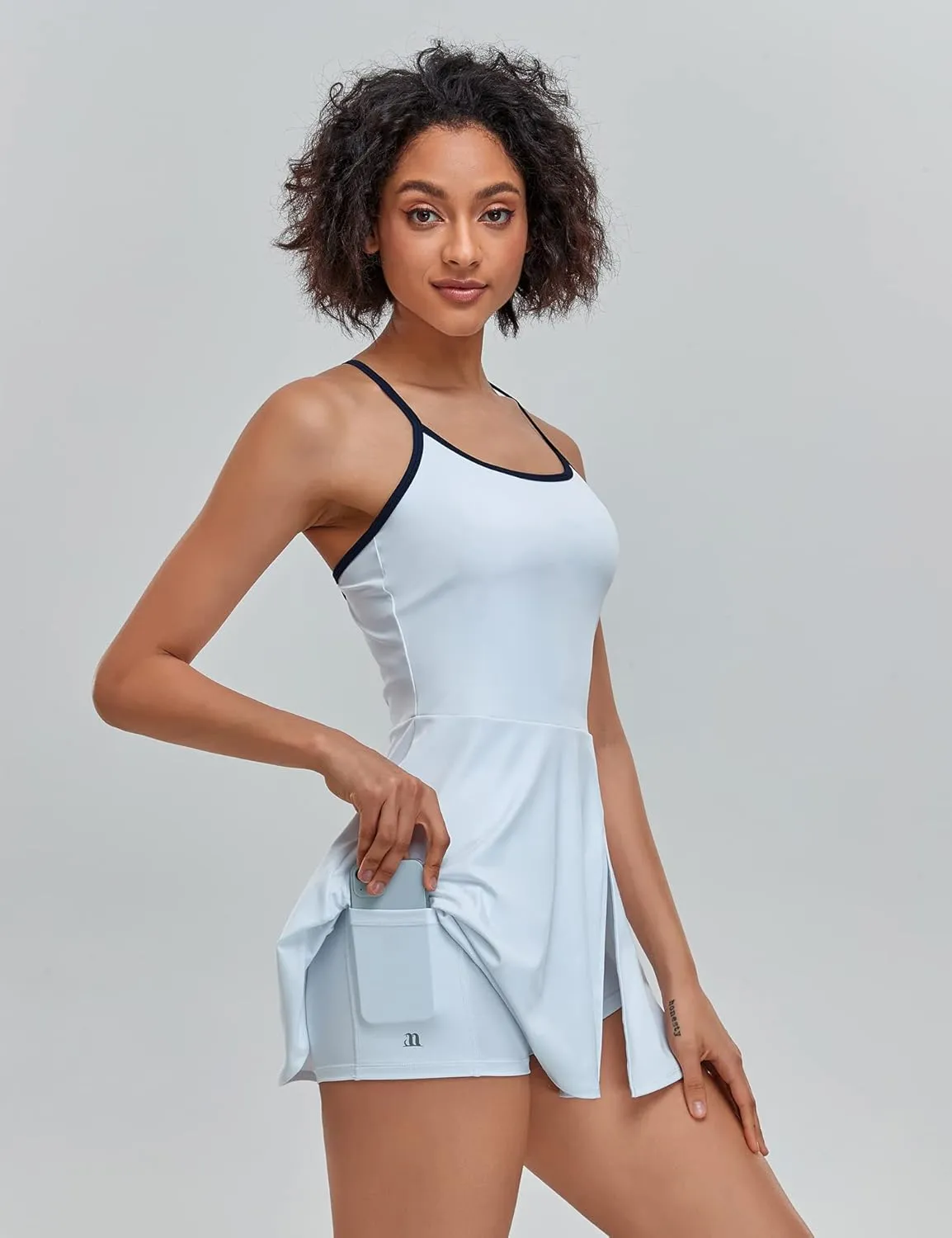 1a1a Women’s Tennis Golf Dress with Shorts Pockets Sleeveless Workout Sports Athletic Dresses