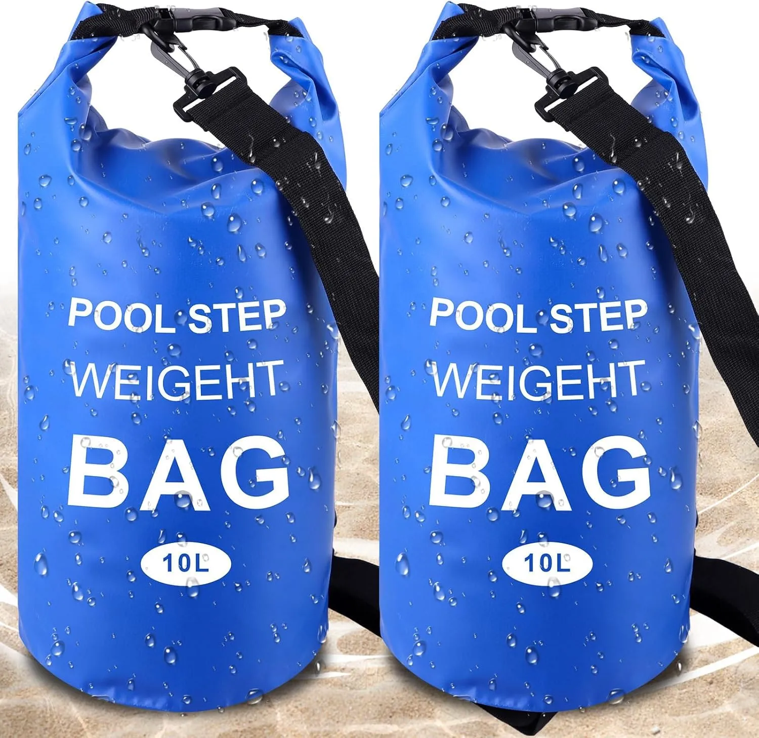 2 Packs Universal Pool Step Weight Bags 500D 10L Heavy Duty Pool Ladder Weights PVC Waterproof Bag Pool Weight Sand Bag Foldable Pool Stair Weights for Above Ground/In-Ground Pool Steps