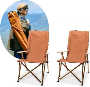 2 X Folding Camping Chairs, Recliner Garden Chairs, For Outdoor Camp, Travel, Beach, Picnic, Hiking, Aluminium And Oxford Cloth Material, Folding Sun Loungers, Coffee , Khaki Outdoor Folding Chair ( C