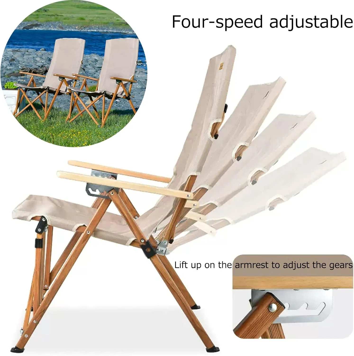 2 X Folding Camping Chairs, Recliner Garden Chairs, For Outdoor Camp, Travel, Beach, Picnic, Hiking, Aluminium And Oxford Cloth Material, Folding Sun Loungers, Coffee , Khaki Outdoor Folding Chair ( C