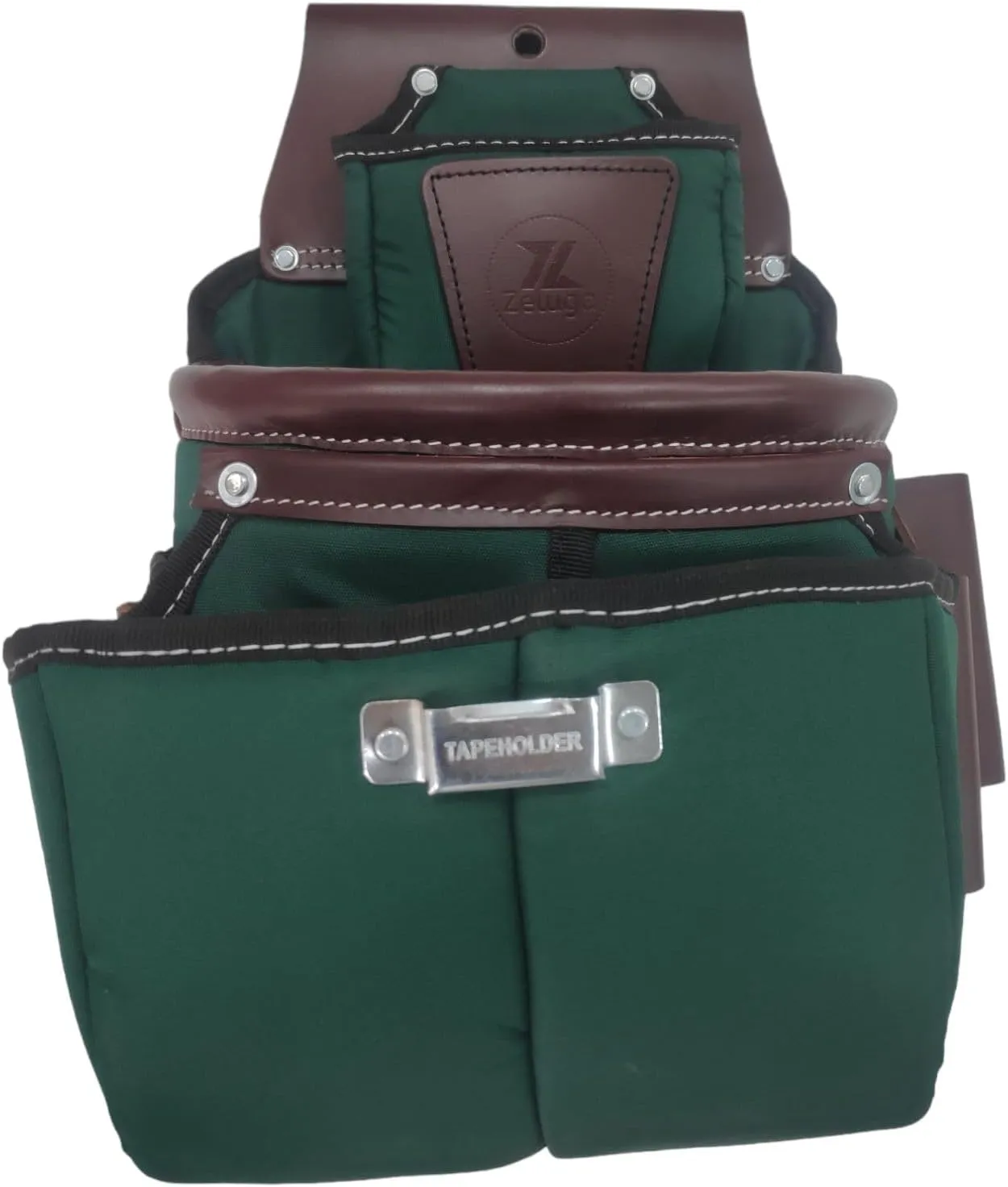 20-232 100% Leather Tool Belt, Bag, Carpenter, Construction, Framers, Handyman and Electrician Tool Bag Set, Green