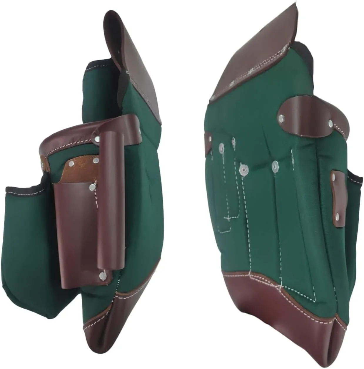 20-232 100% Leather Tool Belt, Bag, Carpenter, Construction, Framers, Handyman and Electrician Tool Bag Set, Green