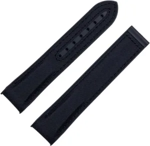 20mm 22mm Nylon Rubber Watchband for Omega Strap SEAMASTER Planet Ocean Deployant Clasp Watch Band Accessories Bracelet Chain (Color : Preto, Size : Without Buckle)