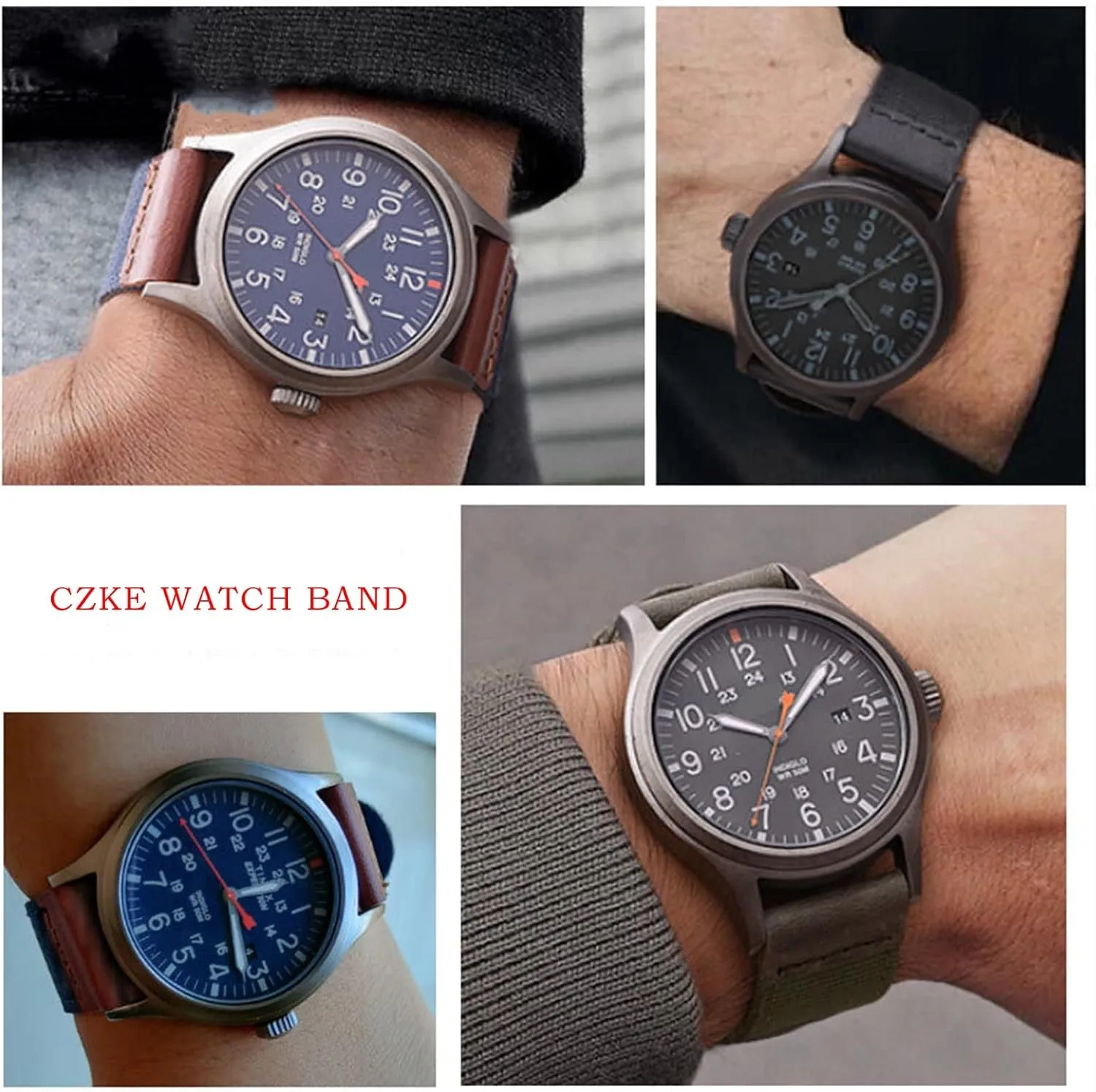 20mm Genuine Leather Army green Nylon Sport Strap Canvas Quick release Men Bracelet Watch Band For TIMEX TW4B14200|14100|14000