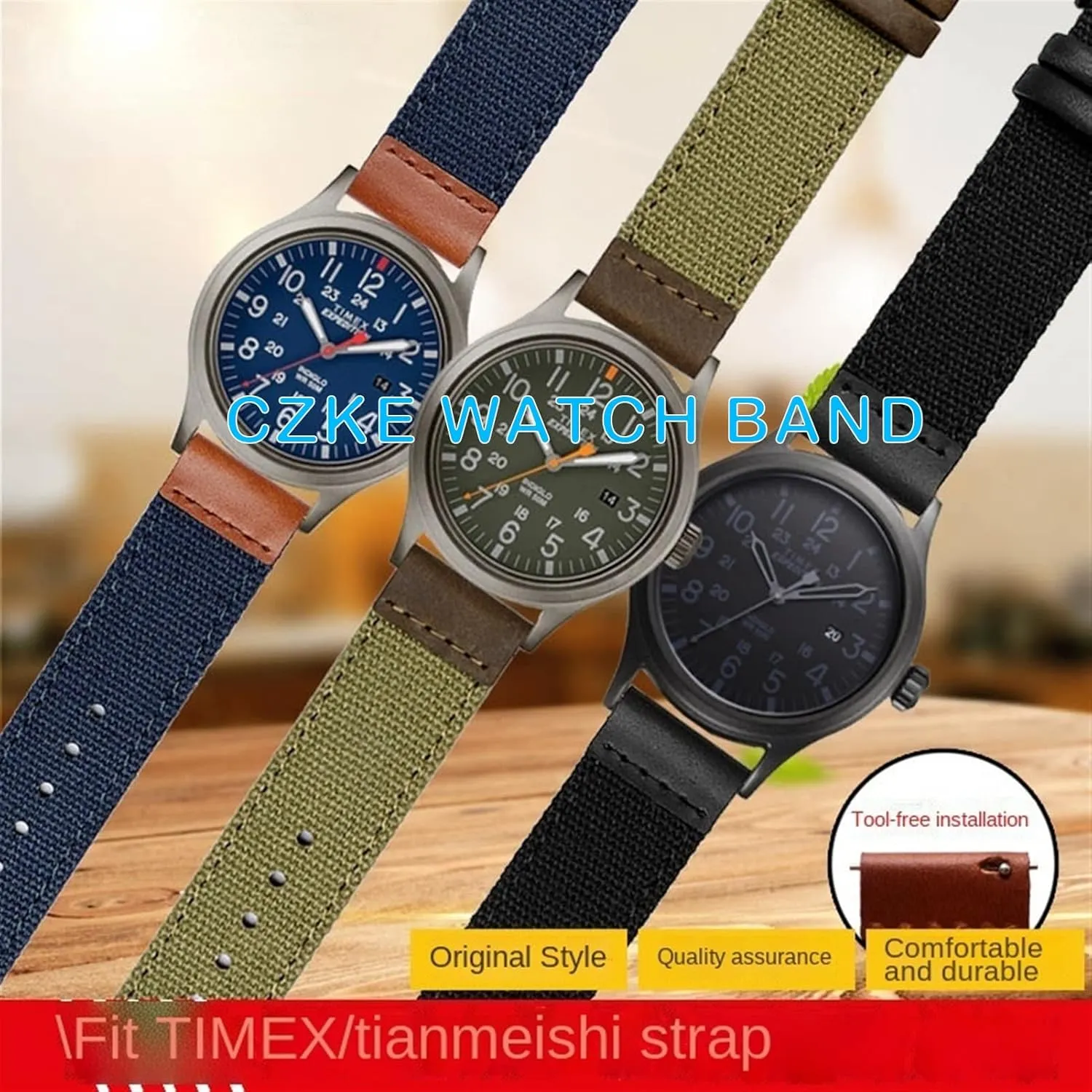 20mm Genuine Leather Army green Nylon Sport Strap Canvas Quick release Men Bracelet Watch Band For TIMEX TW4B14200|14100|14000
