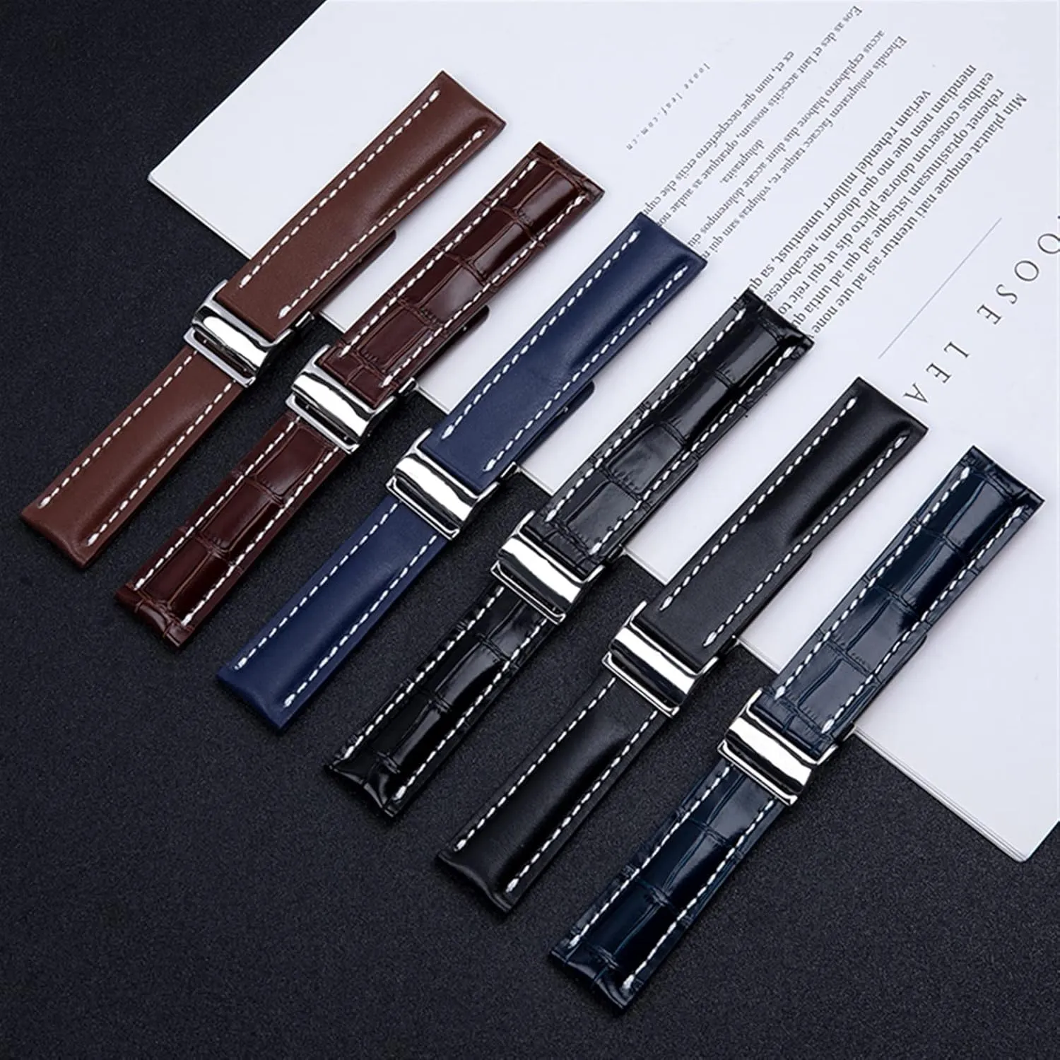 22/24mm Fit for Breitling Strap Italy Genuine Leather watch band Premier B01 Colt Chronograph Avenger AVIATOR 8 316L buckle