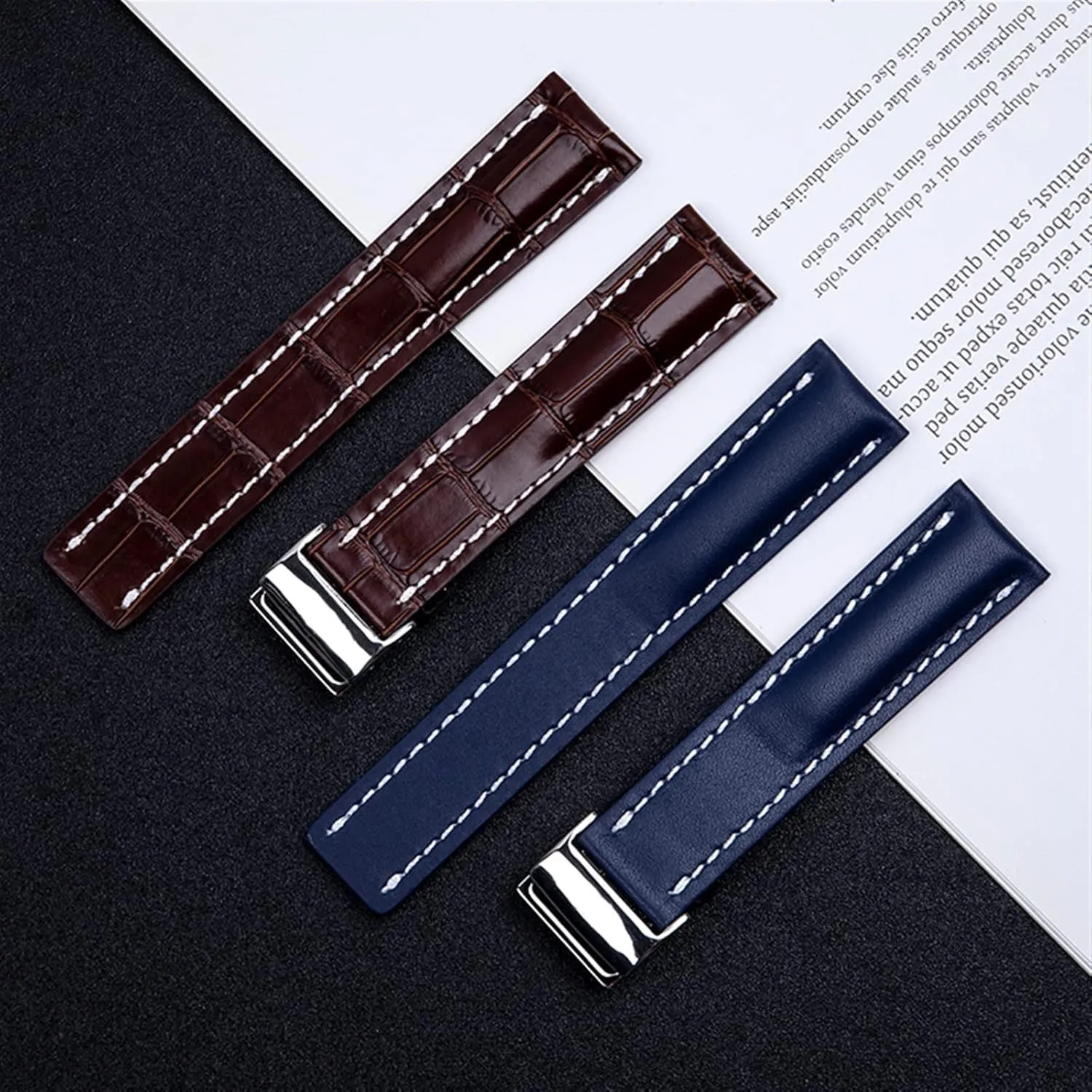 22/24mm Fit for Breitling Strap Italy Genuine Leather watch band Premier B01 Colt Chronograph Avenger AVIATOR 8 316L buckle