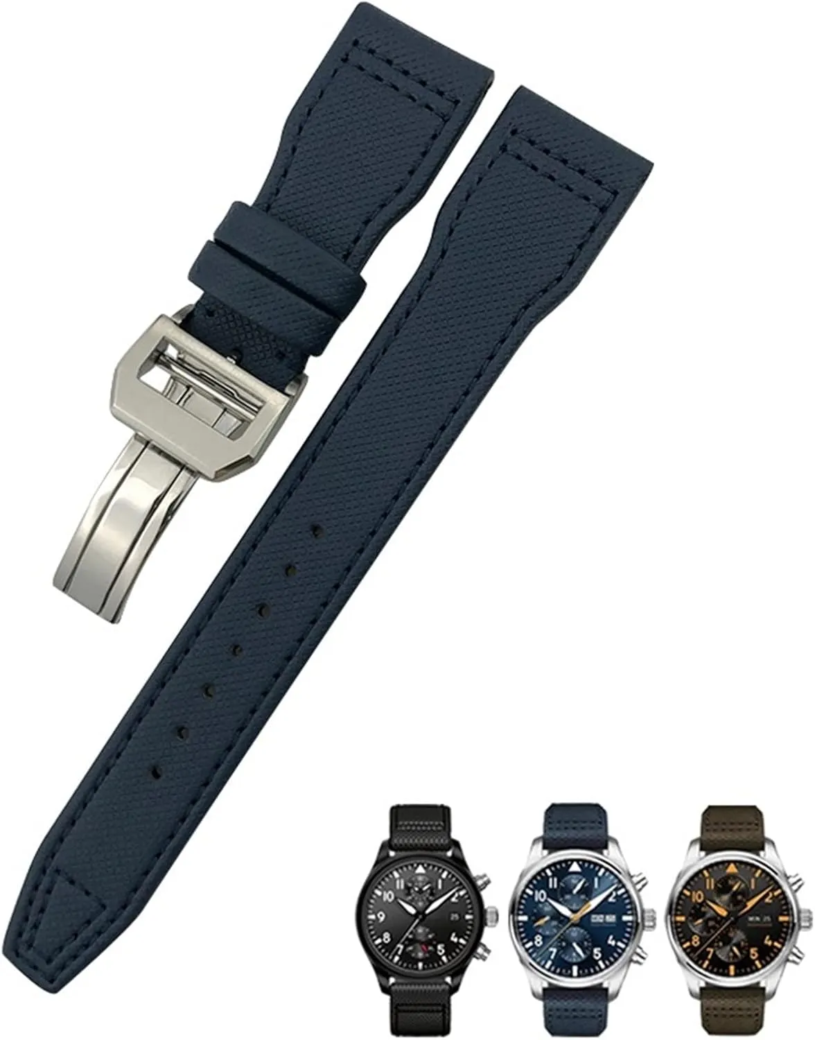 22mm 21mm 20mm Nylon Calfskin Watchband Fit for IWC Big Pilot IW377714 Mark18 SPITFIRE Nylon Real Leather Strap