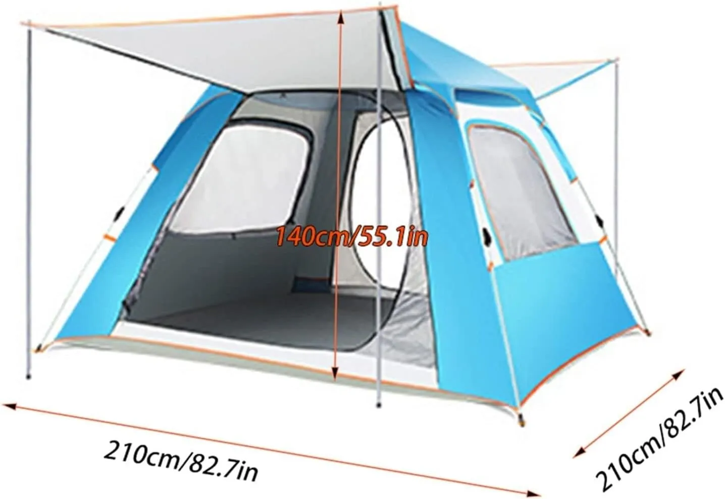 3-4 Person Lightweight Backpacking Tent, Quick Opening Waterproof Outdoor Tent for Hiking, Portable and Breathable