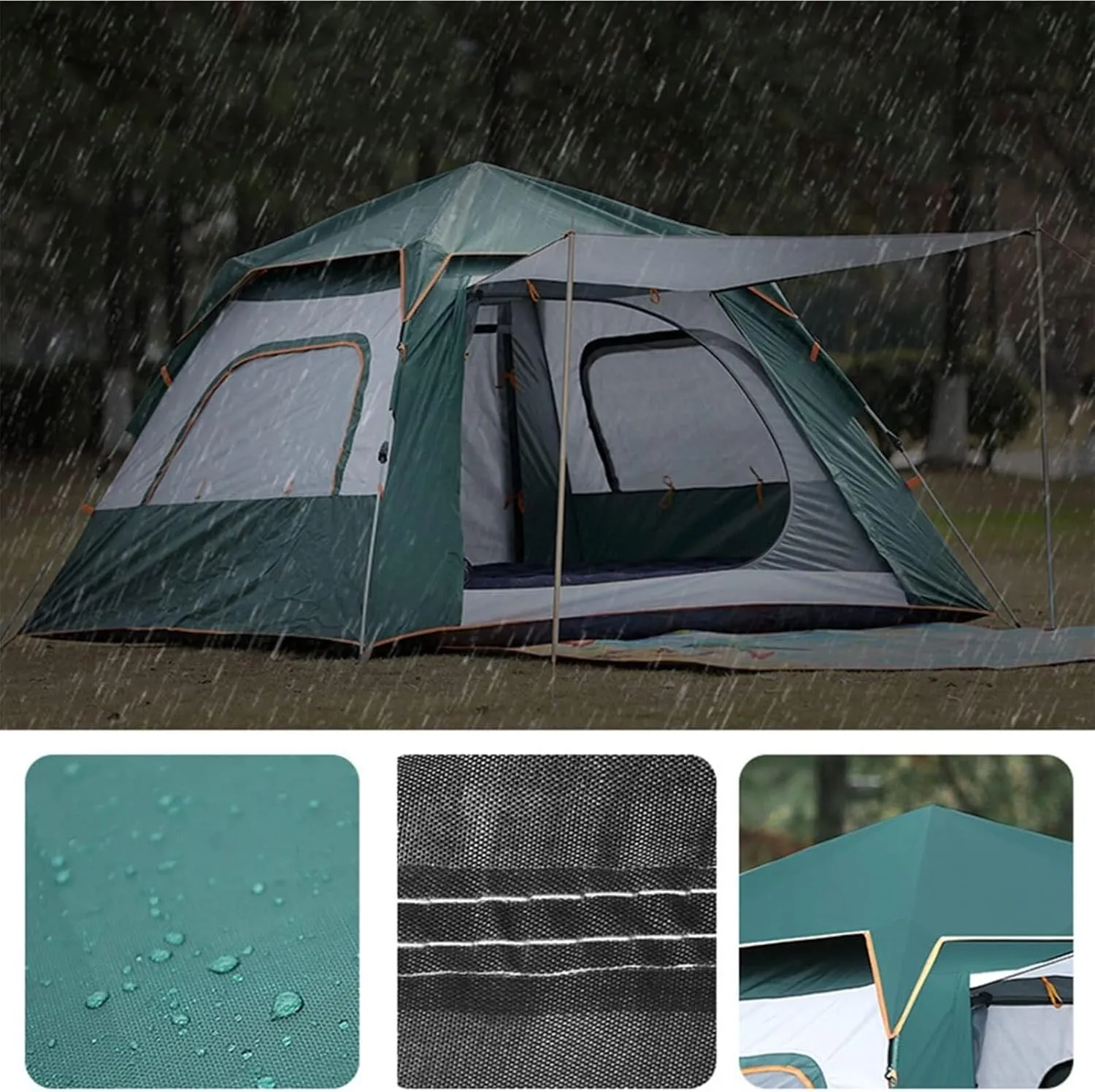 3-4 Person Lightweight Backpacking Tent, Quick Opening Waterproof Outdoor Tent for Hiking, Portable and Breathable