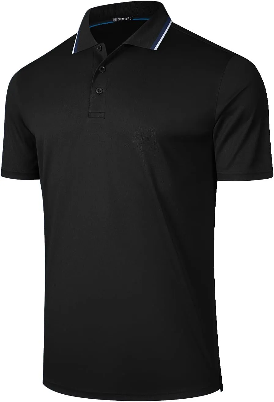 3 Pack Mens Polo Shirt Quick-Dry Short Sleeve Athletic Top Moisture Wicking Performance Dry Fit Golf Tennis T-Shirt