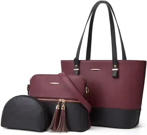 3 Pieces Set Shoulder Bags for Women Leisure Chic Purses and Handbags PU Leather Crossbody Bags Tote Bag for Women Work