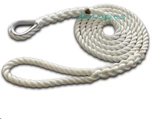 3 Strand Mooring Pendant Premium 100% Nylon Rope 1/2' X 10' with Thimble (Tensile Strength 6400 lbs.)