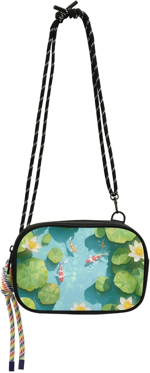 3d Pond Scenery Distinctive Fish and Flowers Womens Purses Crossbody for Women Comfort with Credit Card Slots Women's Shoulder Handbags Go shopping