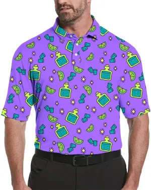 3D Printed Mens Golf Shirt Moisture Wicking Quick-Dry Performance Polo Shirts for Men