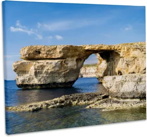 3dRose, Azure Window, an iconic natural arch at the coast of Gozo, Malta, Museum Grade Canvas Wrap 10x8