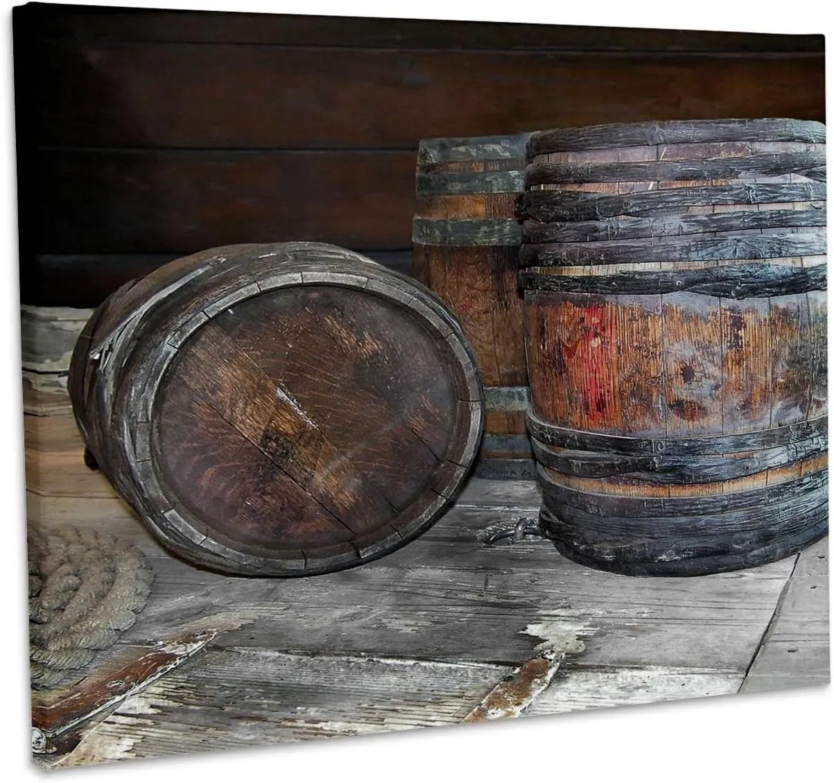 3dRose, Barrels on the Dock, Museum Grade Canvas Wrap 10x8
