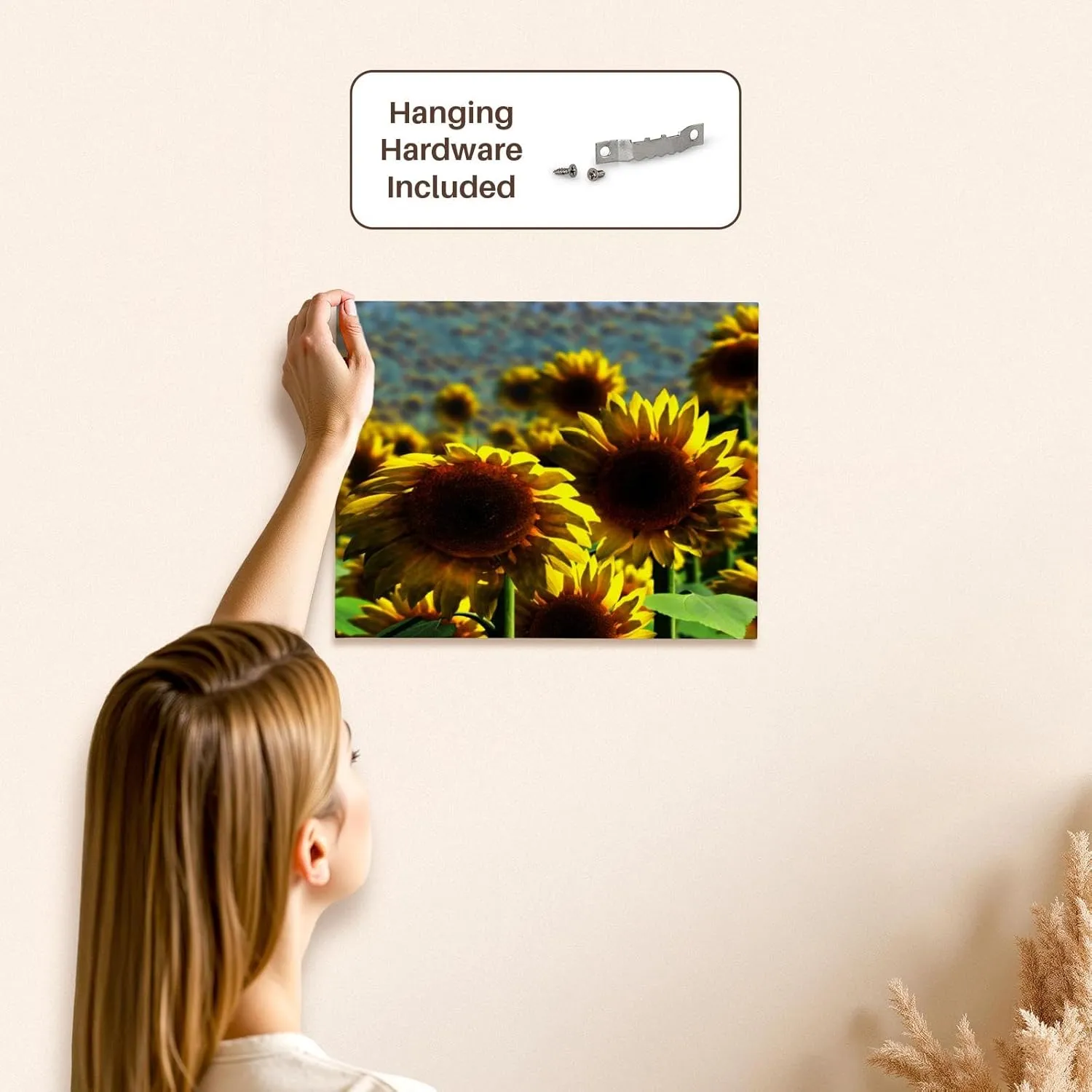 3dRose, field of yellow sunflowers landscape, Museum Grade Canvas Wrap 14x11