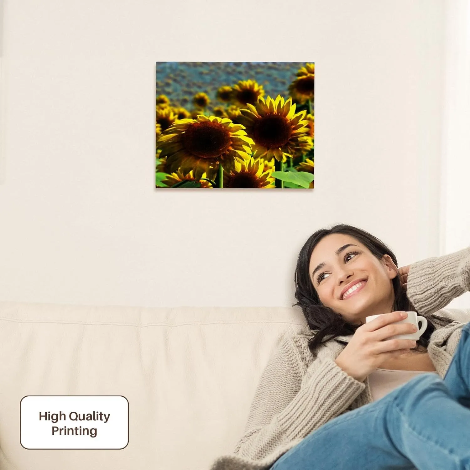 3dRose, field of yellow sunflowers landscape, Museum Grade Canvas Wrap 14x11