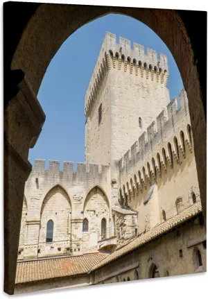 3dRose, France, Avignon, Popes Palace, view through arch, Museum Grade Canvas Wrap 8x10