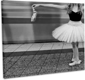 3dRose, Pointe shoes, tutu and New York subway in motion, Museum Grade Canvas Wrap 14x11