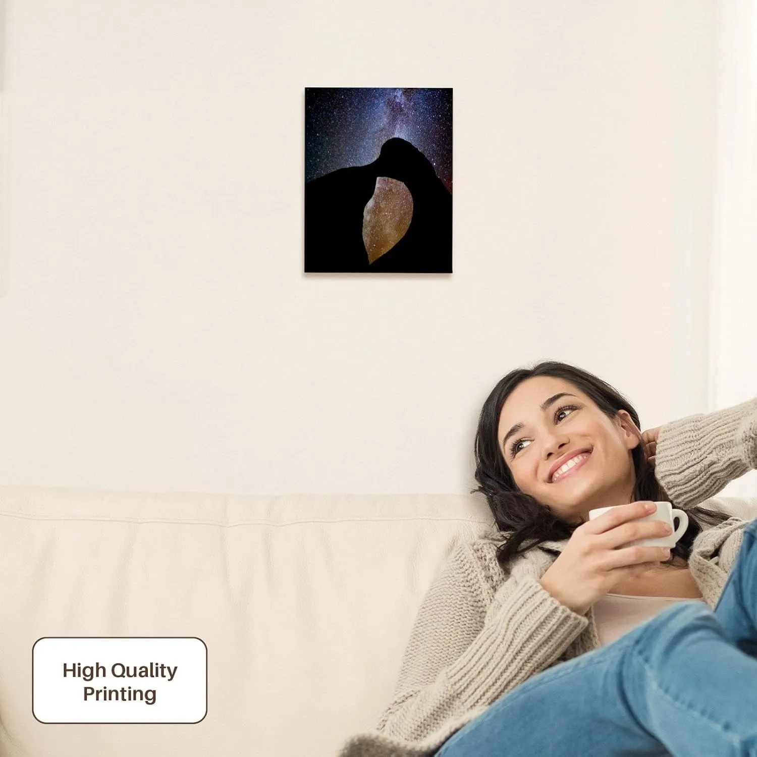3dRose, Usa, California. Alabama Hills, Starry night image of Mobius Arch., Museum Grade Canvas Wrap 8x10