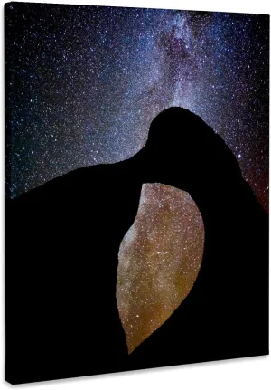 3dRose, Usa, California. Alabama Hills, Starry night image of Mobius Arch., Museum Grade Canvas Wrap 8x10