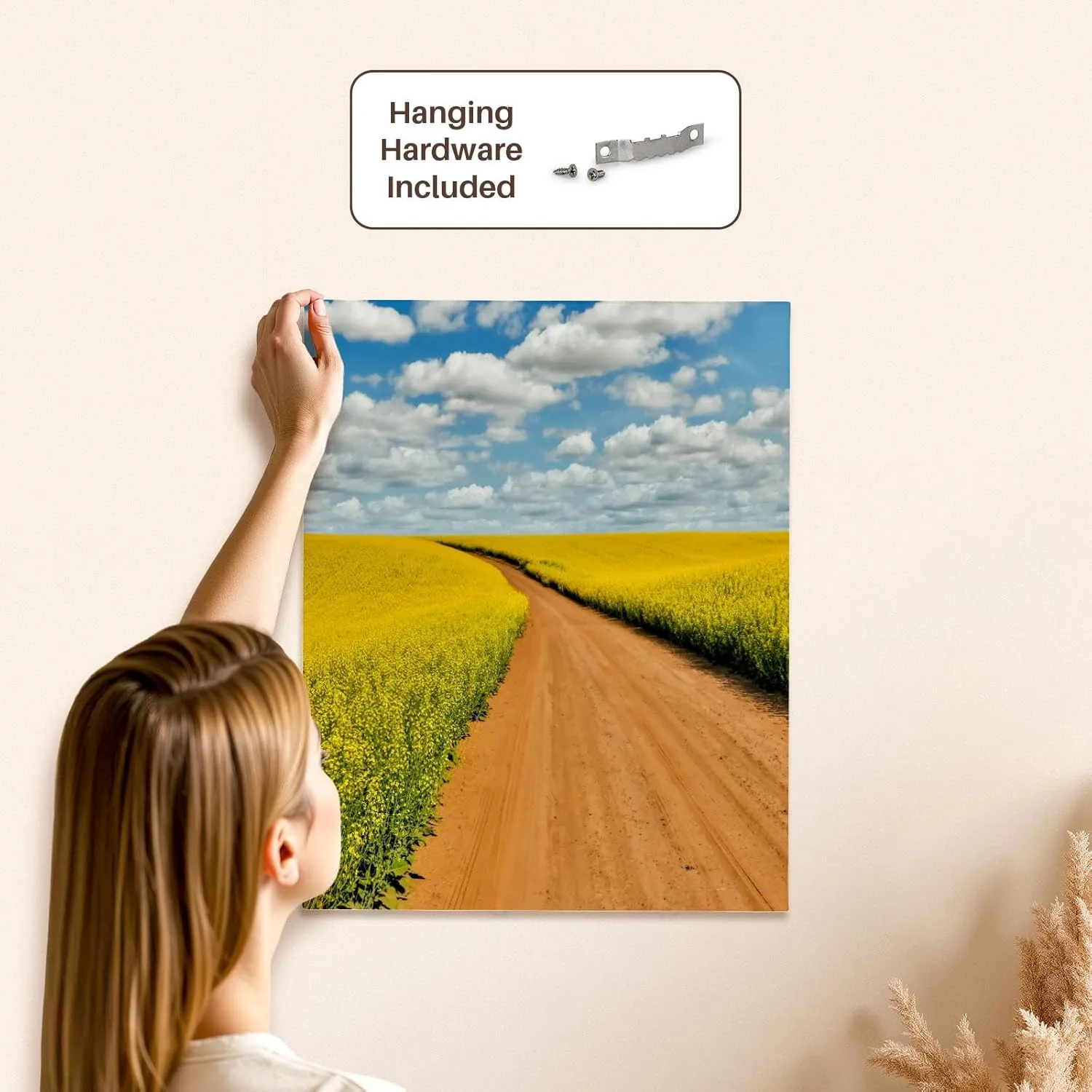 3dRose, Washington State, Palouse. Roadway through Canola fields., Museum Grade Canvas Wrap 16x20