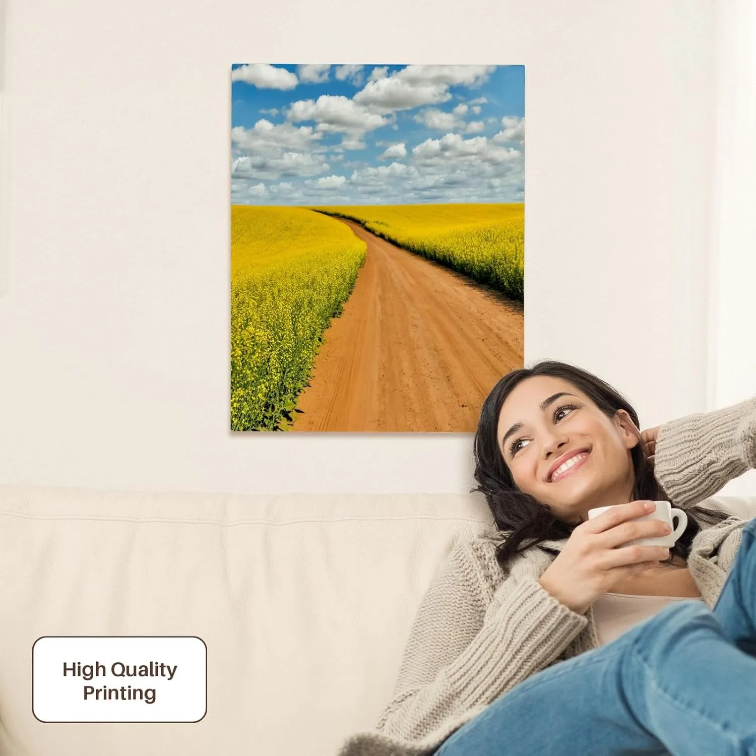 3dRose, Washington State, Palouse. Roadway through Canola fields., Museum Grade Canvas Wrap 16x20