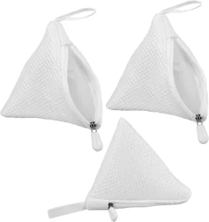 3pcs Polyester Washing Bags for Travel Home Use Zippered Laundry Organizer Triangular Mesh Pouches Prevent Tangles for Socks and More