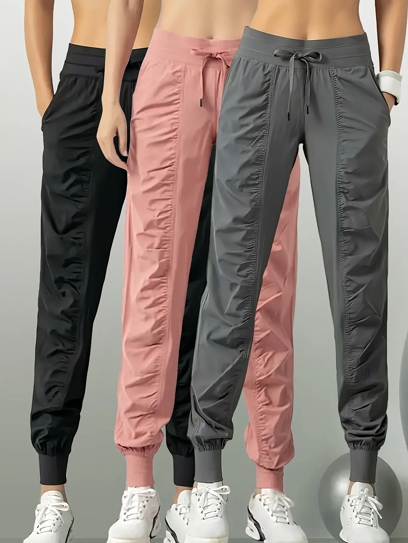 3pcs Women's Quick-Dry Tracksuit Pants with Drawstring