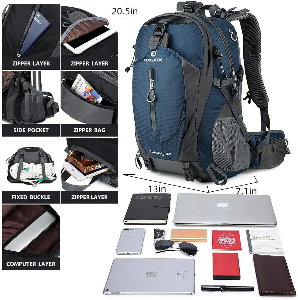 40L Waterproof Lightweight Hiking,Camping,Travel Backpack for Men Women