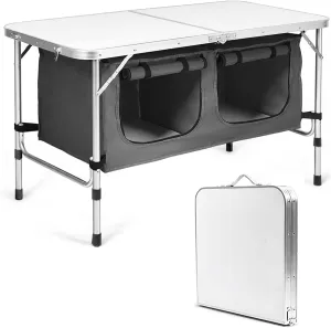 48''Portable Folding Table Table Outdoor Table, Camping Table with Storage Organizer, Lightweight Waterproof Durable for Camping Picnic Hiking Travel Garden Patio Yard Barbecue
